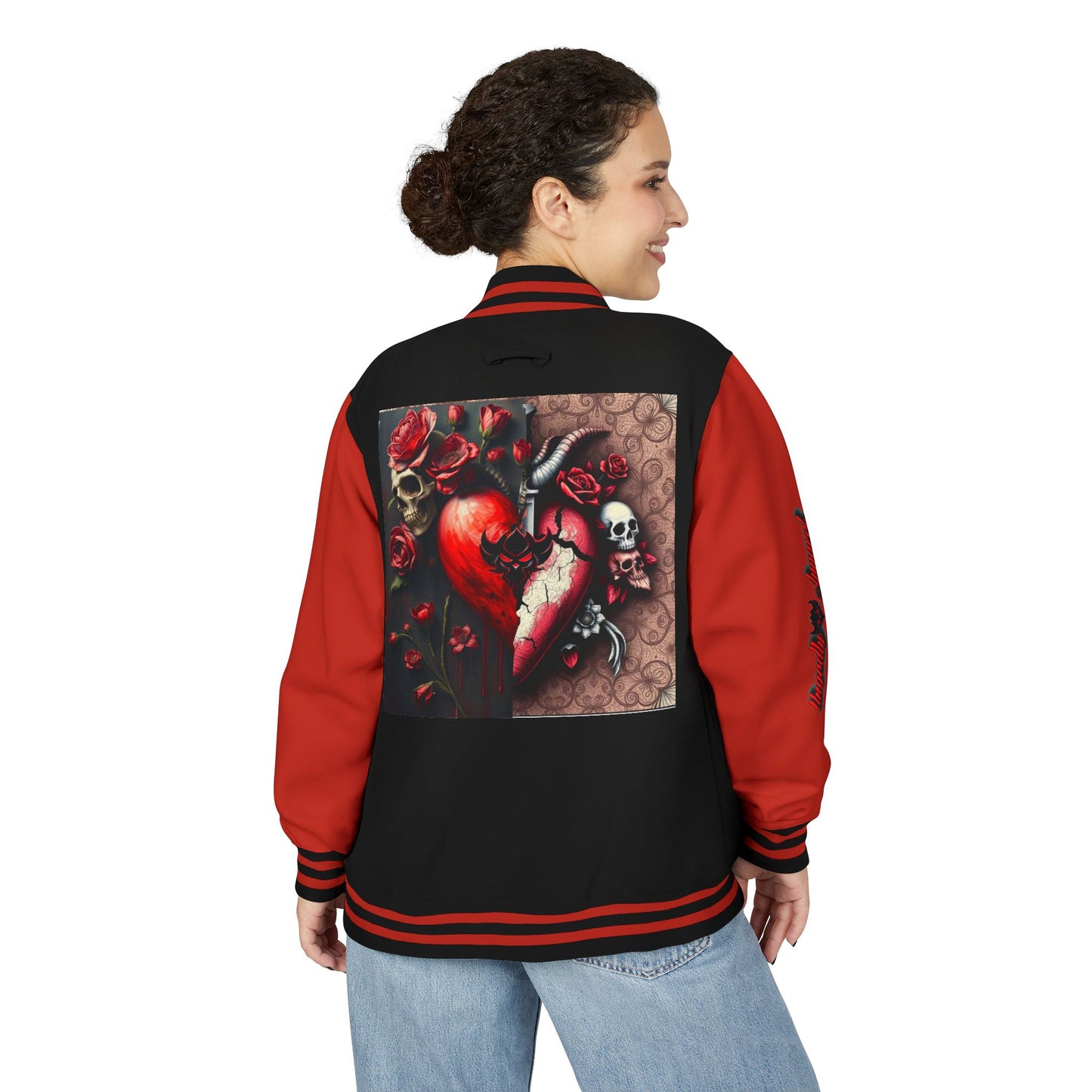 Ungodly Letterman Jacket — Gothic Broken Heart Rose Varsity Jacket