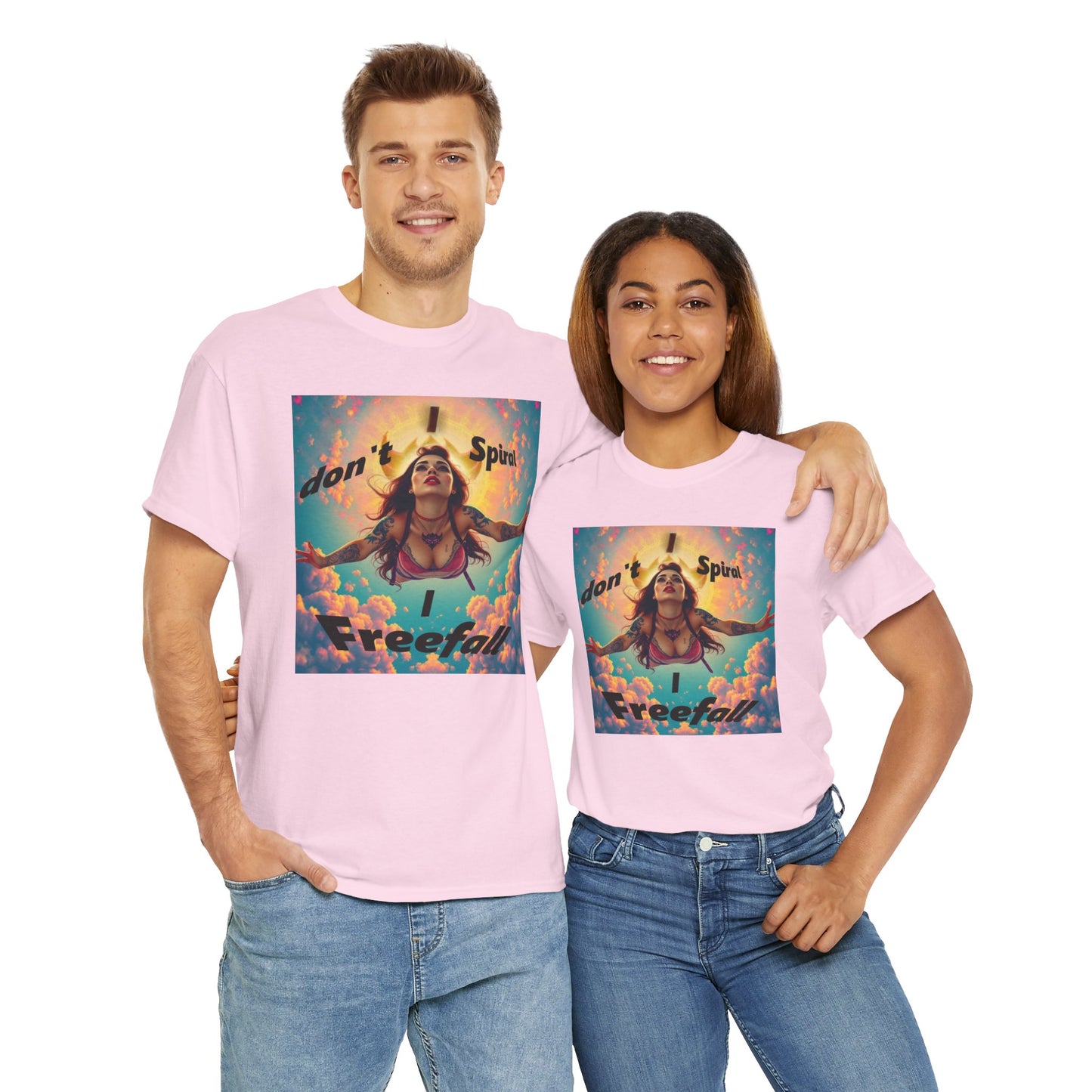 Unisex Heavy Cotton Tee - 'I Don't Spiral, I Freefall' Inspirational Graphic Tee