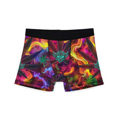 "420" Vibrant Marijuana Leaf Men's Boxers - Colorful Smoke Design, Fun & Unique Underwear