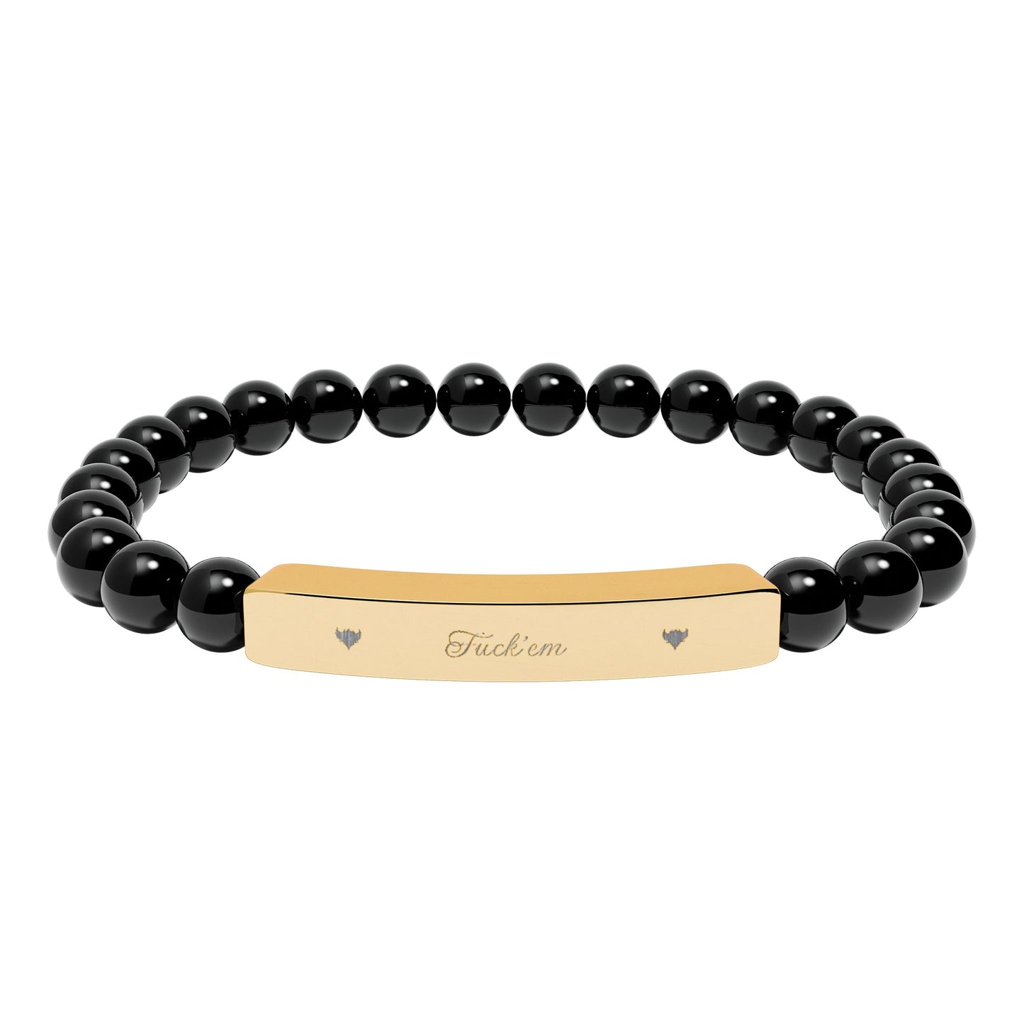 Engravable Natural Stone Stretch Bar Bracelet — Personalized Beaded Bracelet