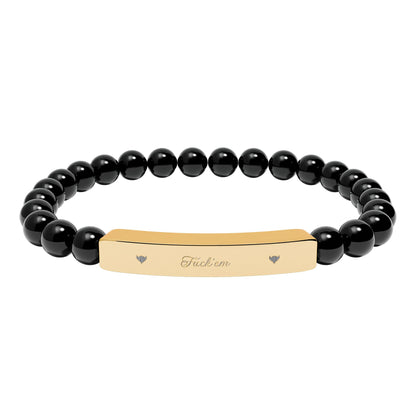 Engravable Natural Stone Stretch Bar Bracelet — Personalized Beaded Bracelet