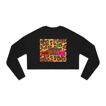 Leopard Rose Cropped Sweatshirt — 'Ungodly Leopard' Graphic