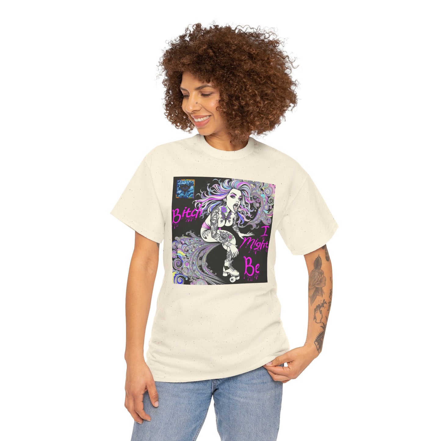 "Bitch I Might Be" Unisex Heavy Cotton Tee - Retro Skate Vibe