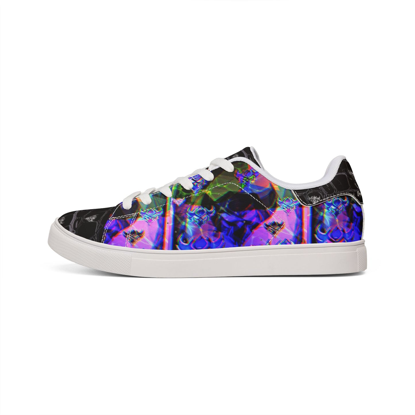 Men's Low-Top Leather Sneakers — Psychedelic Abstract Galaxy Print