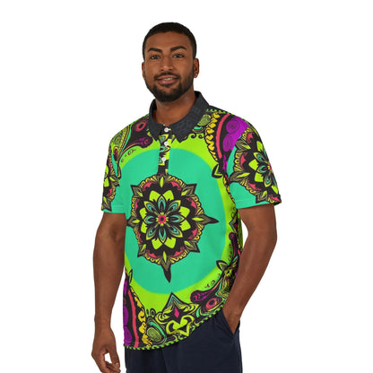 Psychedelic Mandala Polo Shirt — Bright Boho Floral Print