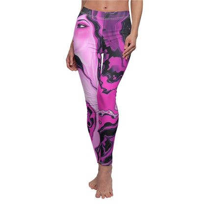 Pink Marble Face Leggings — Women's Artistic AOP Yoga & Casual Leggings