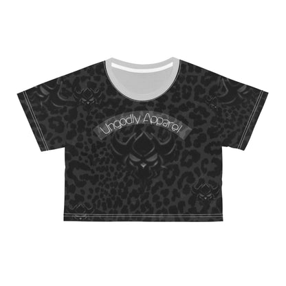 Ungody Apparel Dark Black Panther Skull Crop Tee — Gothic Streetwear
