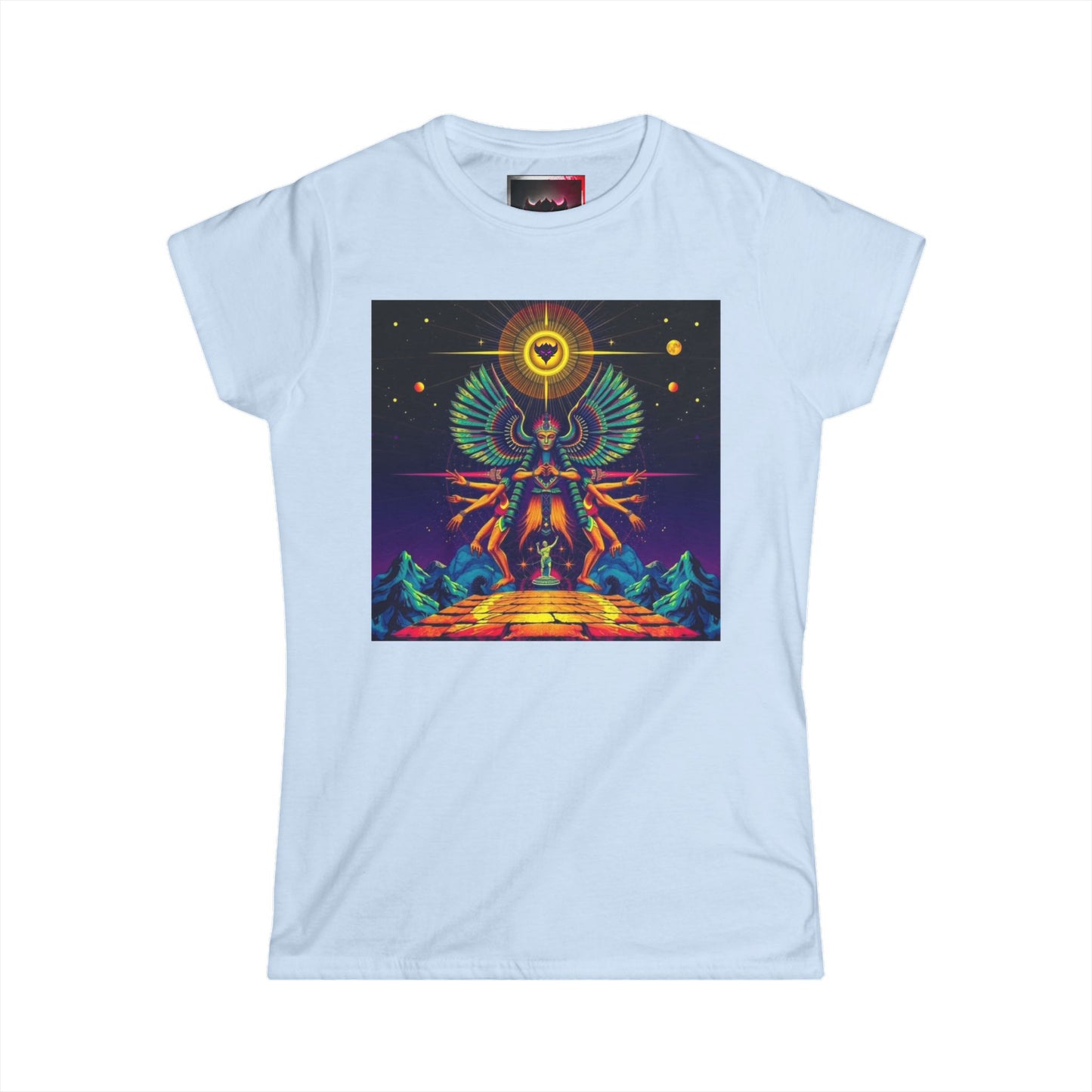 Women's Tee — Neon Cosmic Anunnaki Graphic
