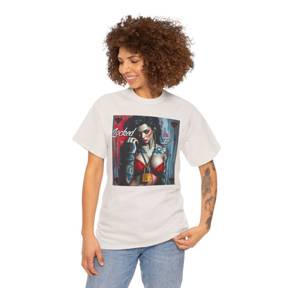 Edgy Tattoo Art Unisex Heavy Cotton Tee - "Locked Inn" Graphic T-Shirt