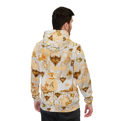 "Ungodly Gold" Gold Skull Pattern Athletic Hoodie – All-Over Print Streetwear