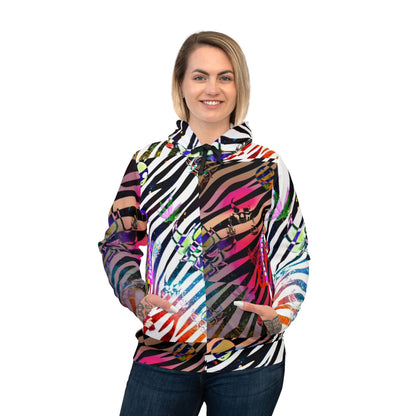 "Ungodly Zebra" Vibrant Zebra Print Athletic Hoodie