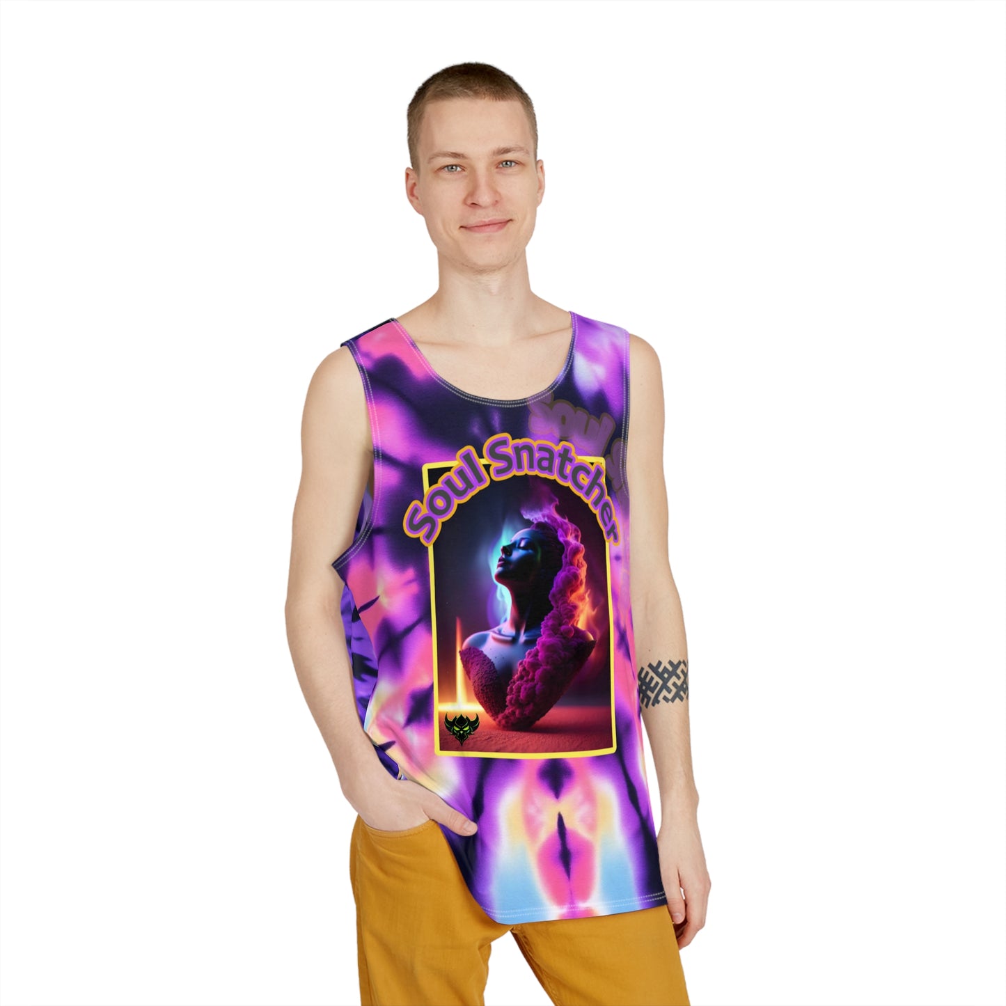 "Soul Snatcher" Men's Tank Top - Vibrant Tie-Dye Sleeveless Tee, Summer Wear, Festival Outfit, Gift for Him, Casual Comfort
