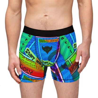 Colorful Retro Pop Art Boxer Briefs — "Stay Ungodly" Graphic Print