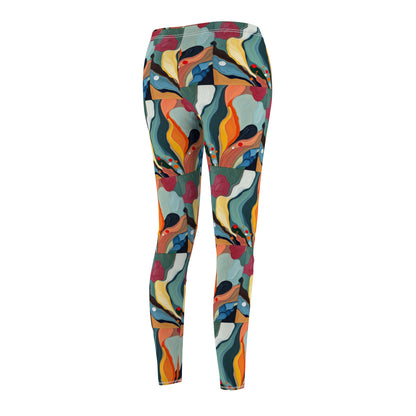 Colorful Abstract Pattern "Lady Flowers" Women's Leggings - Stylish & Comfortable Activewear