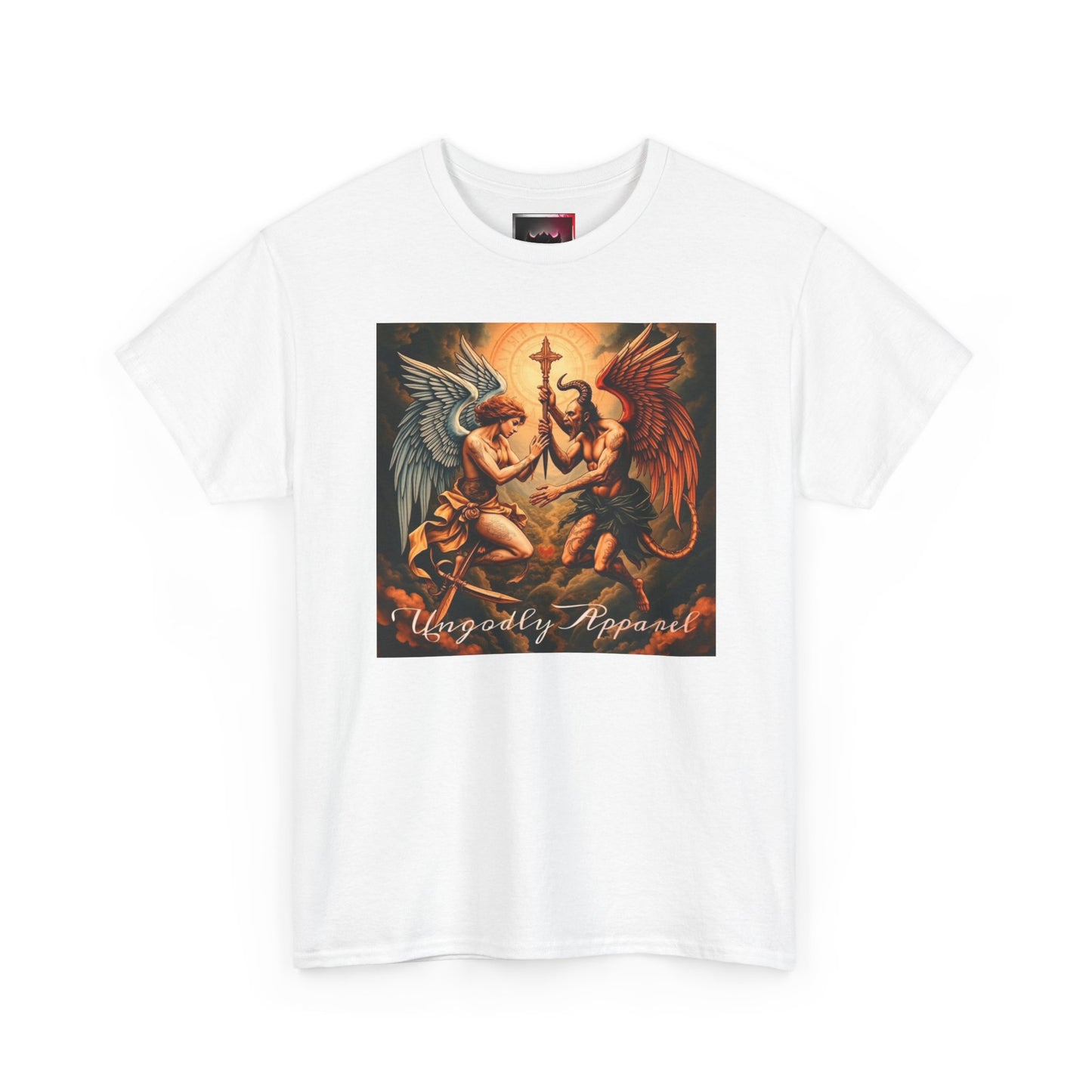Angels & Demons Graphic Tee — 'Heavenly Musical' Vintage Gothic Art Shirt
