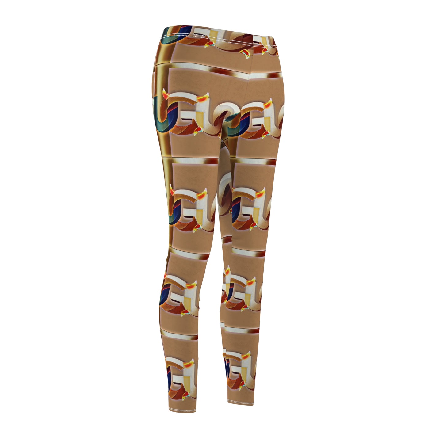 Ungodly Gold Chain-Link Pattern Leggings — Retro Brown Graphic Women's Leggings