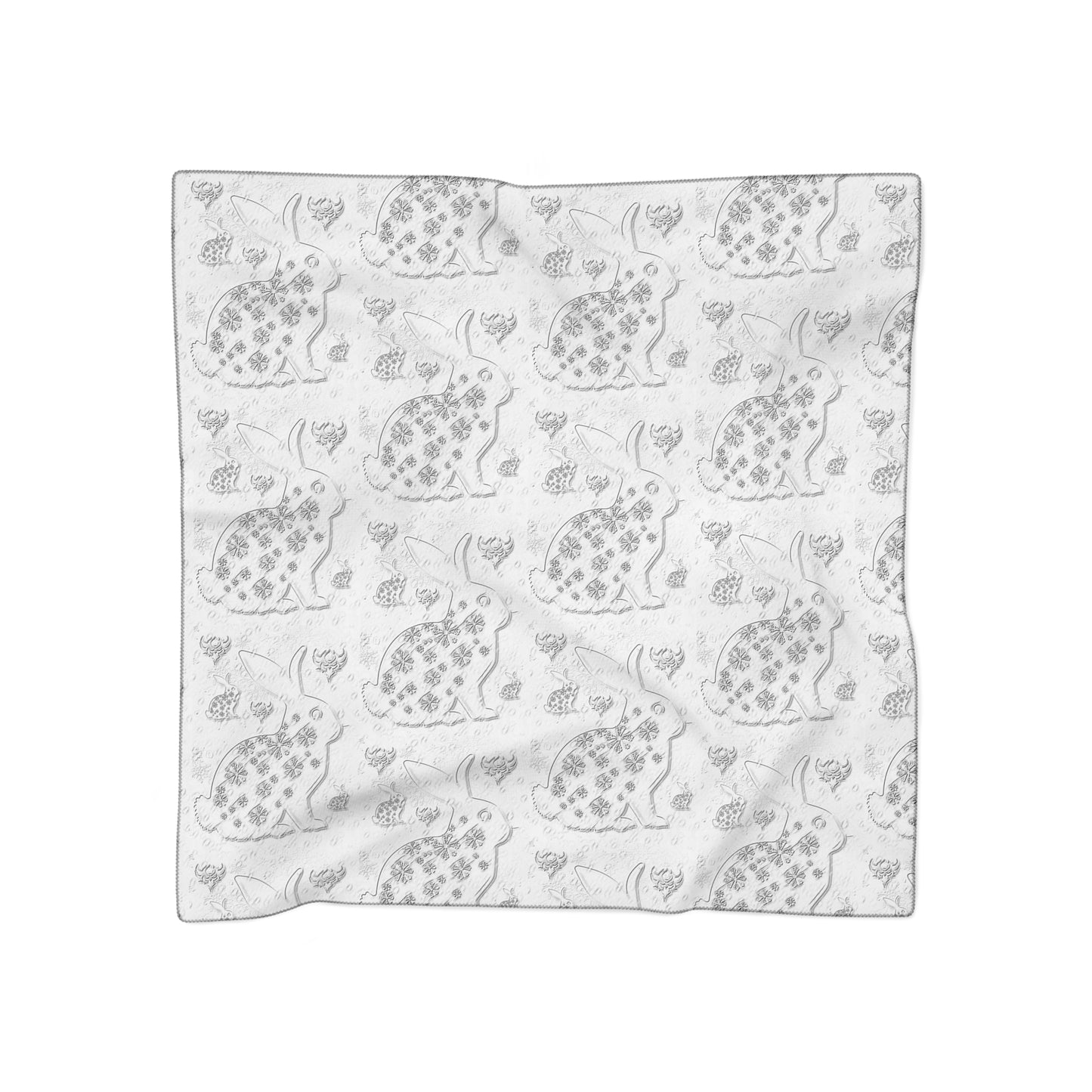 Floral Snow Bunny Pattern Poly Scarf