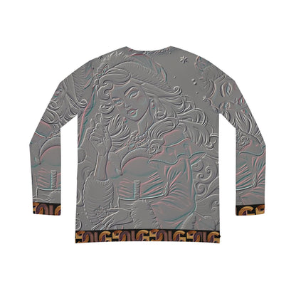 Santa Embossed V-Neck Long Sleeve — Women's Holiday Shirt