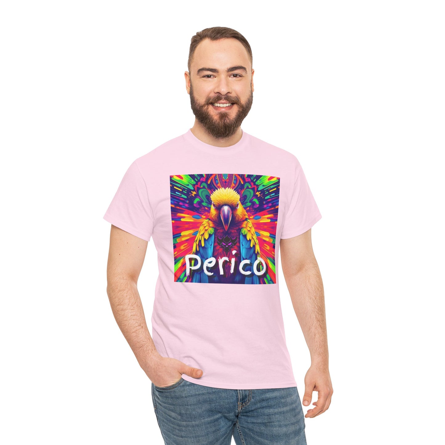 "Perico" Colorful Parrot Unisex Heavy Cotton Tee - Vibrant Tropical Shirt