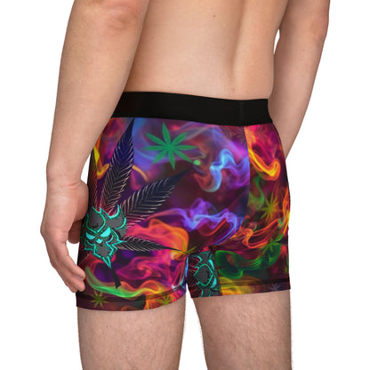 "420" Vibrant Marijuana Leaf Men's Boxers - Colorful Smoke Design, Fun & Unique Underwear