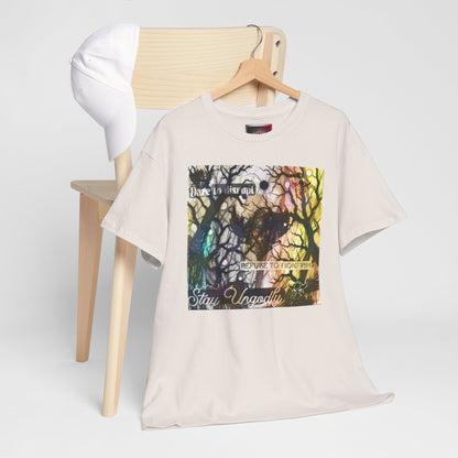 "Dare to Disrupt, Refuse to Conform, Stay Ungodly" Unisex Heavy Cotton Tee