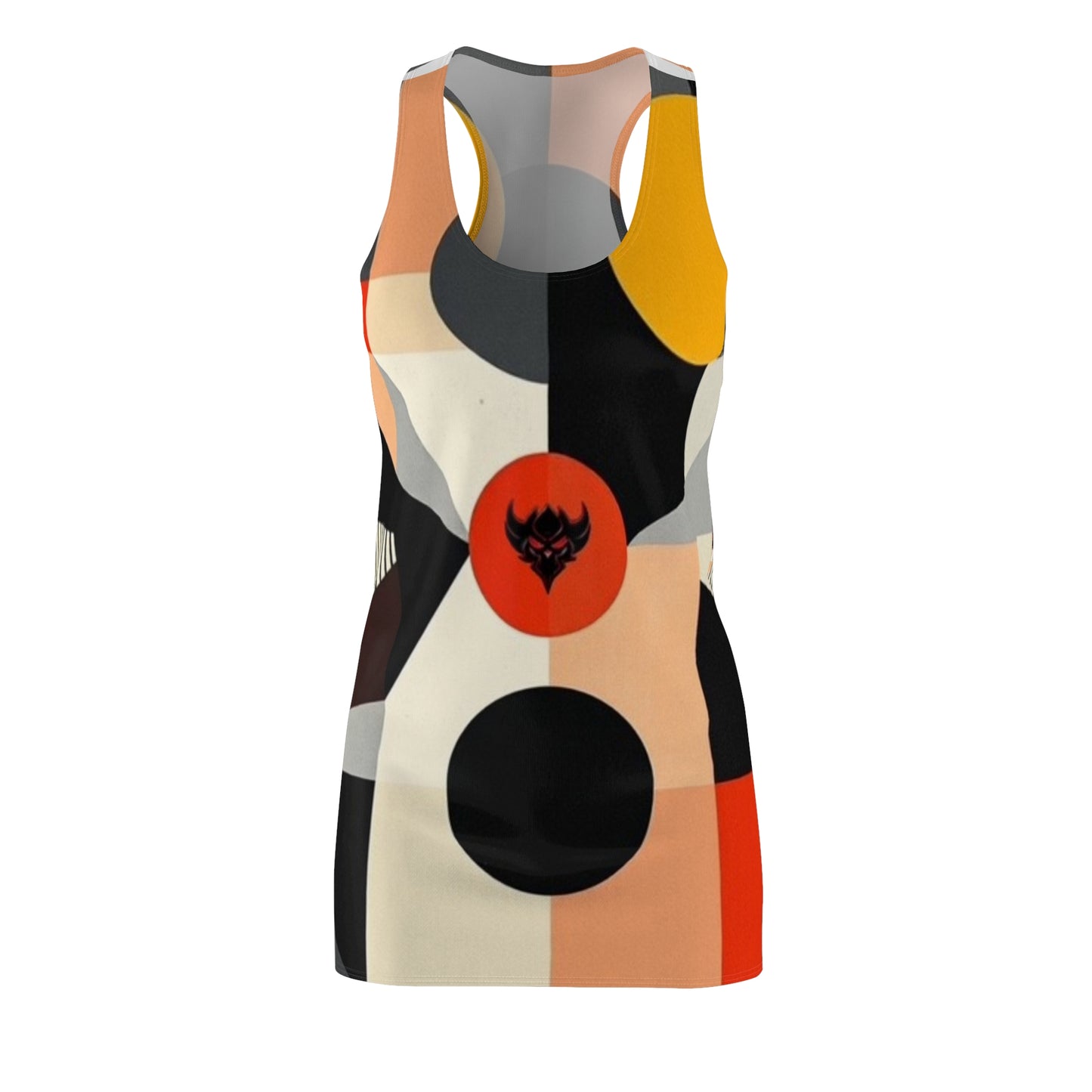 Abstract Geometric Racerback Dress — Retro Circles Print