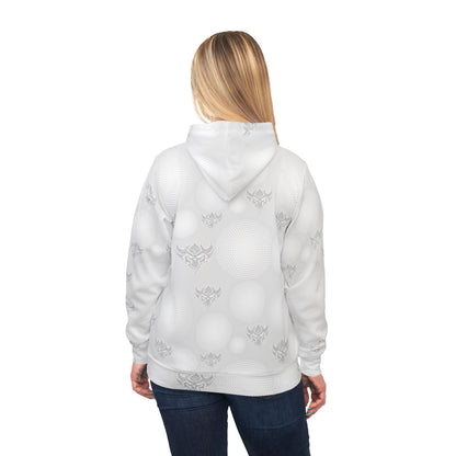 Snow White Polka Glow Unisex Athletic Hoodie — Ungodd Apparel All-Over Print