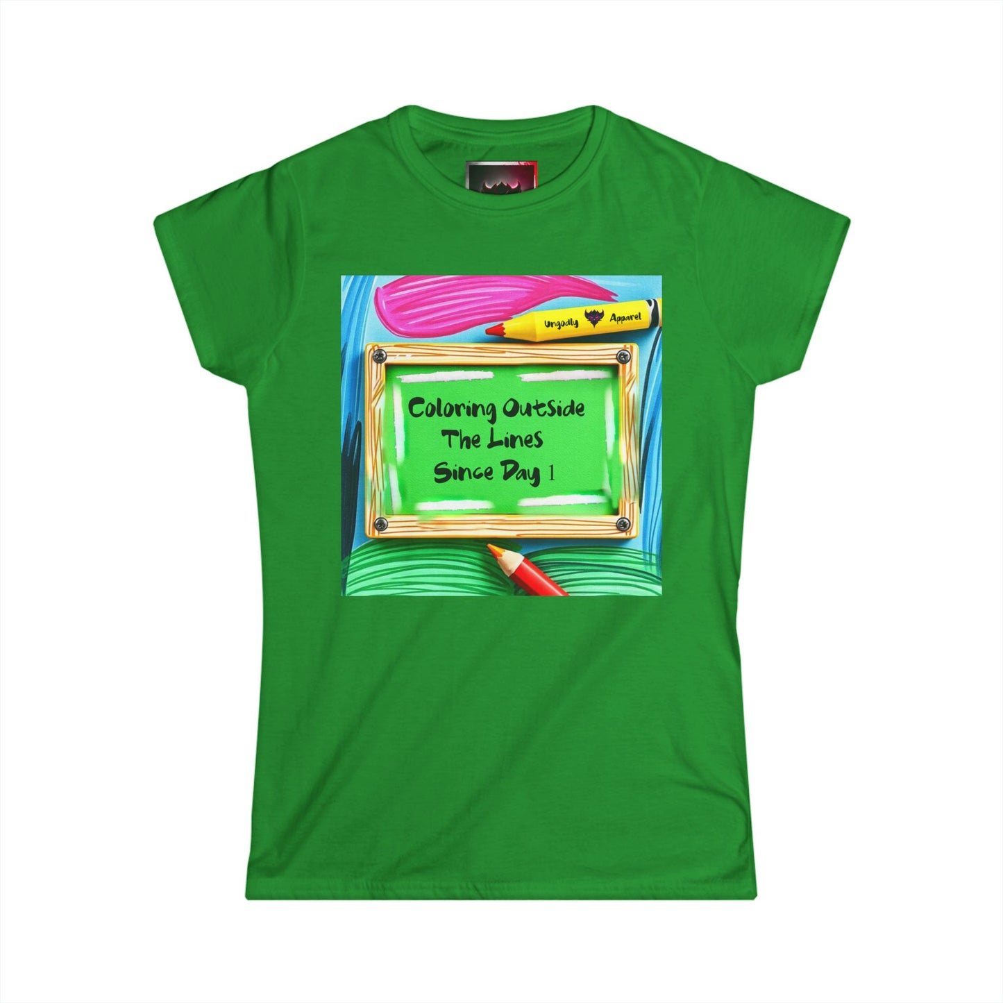 Inspirational Women's Softstyle Tee -"Coloring Outside The Lines Since Day 1"