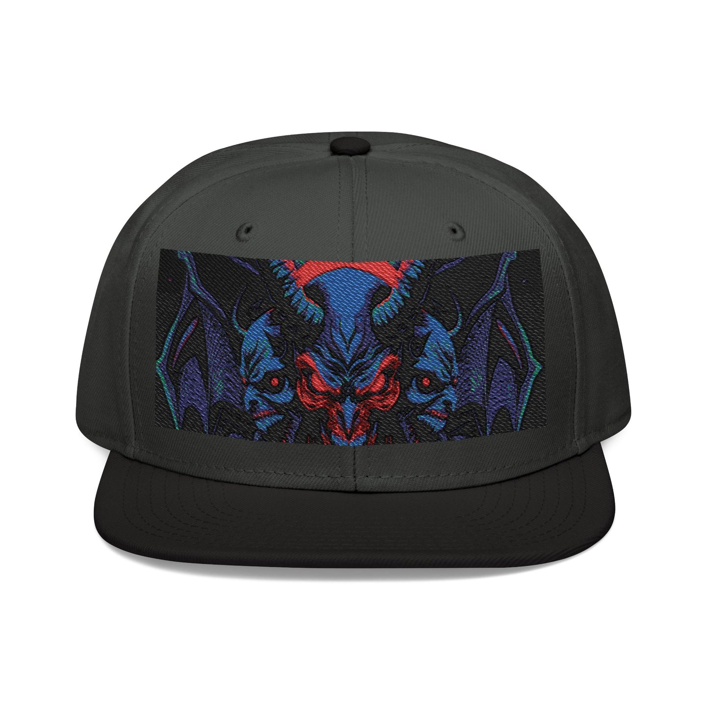 "Chill of Darkness" Embroidered Demon Snapback Cap - Edgy Streetwear Hat