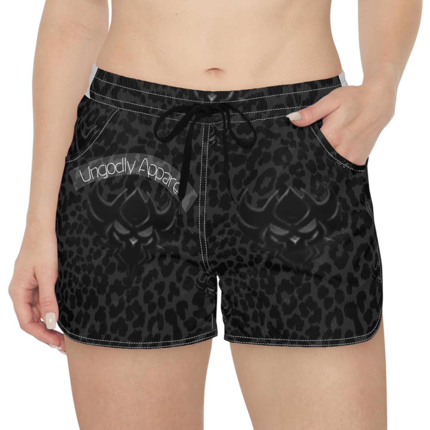 Women’s Leopard Skull Athletic Shorts — Goth Streetwear Casual AOP