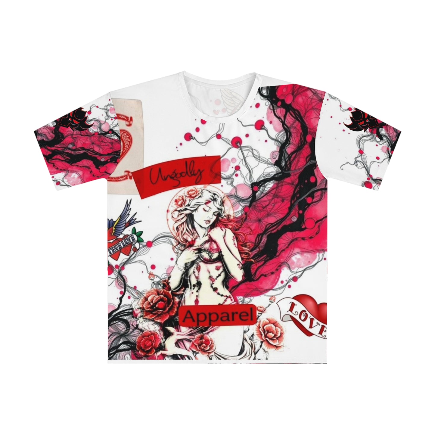 Aphrodite/Cupid Rose Graphic T-Shirt — Vintage Cherub Love All-Over Print
