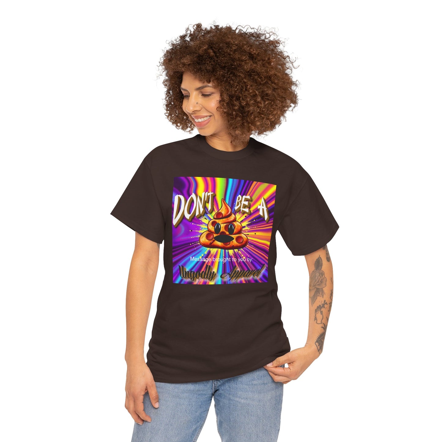 "Don't Be a Pizza Shit" Colorful Graphic Tee with Motivational Quote, Unisex Cotton Shirt for Casual Wear, Gift for Friends, Streetwear, Unique T-shirt