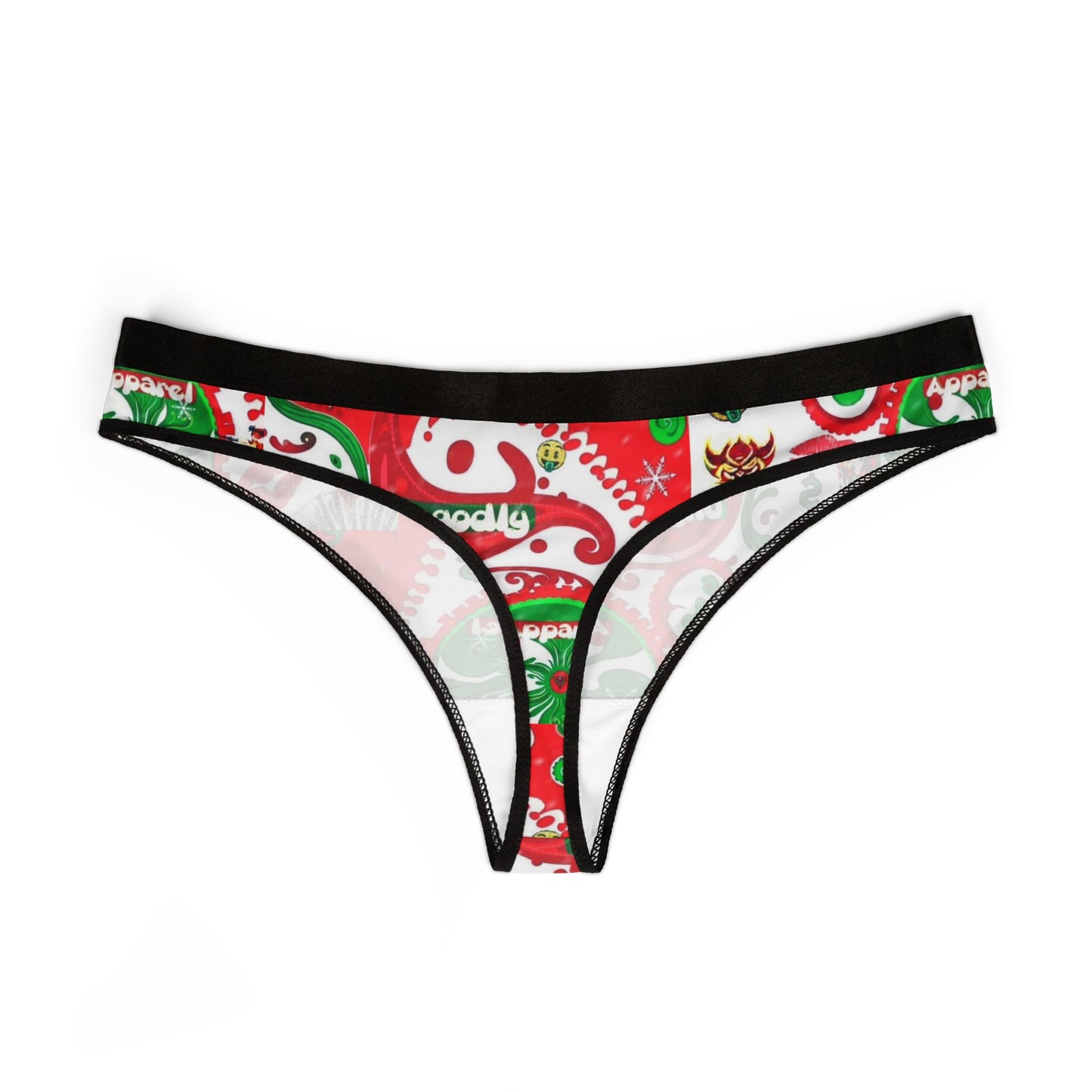 Christmas Pattern Women's Thong — Festive Red & Green Holiday Print