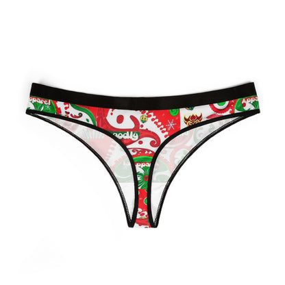 Christmas Pattern Women's Thong — Festive Red & Green Holiday Print