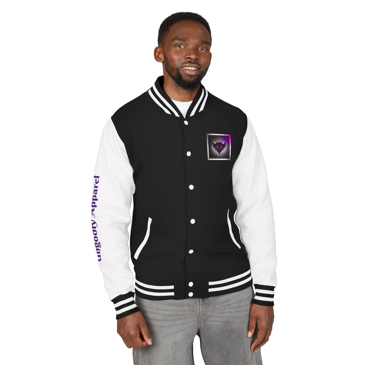 "Hustle and Grind" Letterman Jacket — Neon Collage Heart & 'Hustle Hard' Streetwear