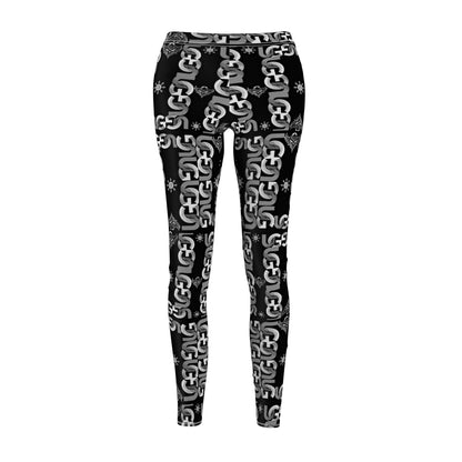 Ungodly Black & White Chain Pattern Leggings — Women's Graphic Casual Leggings