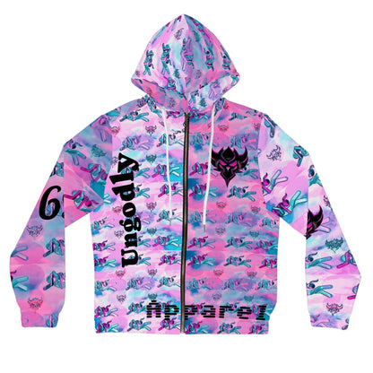 Vibrant Women’s Full-Zip Hoodie with Bold Graphics for Casual Style