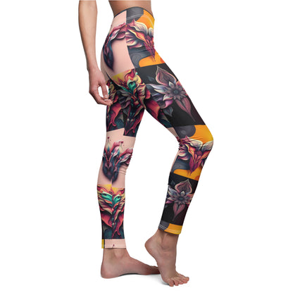 "Lady Flowers" Artistic Floral Leggings for Women - Comfortable & Stylish Activewear