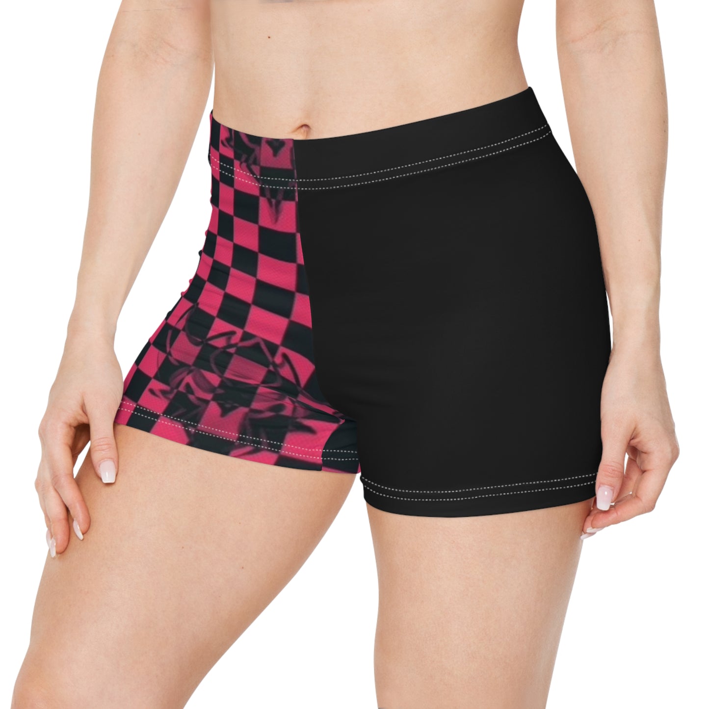 Women's Pink UG Checkerboard Pattern Shorts