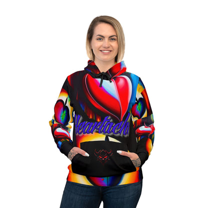 "Heartache: Love's Invisible Scar" Athletic Hoodie - Colorful Heart Design - Perfect for Valentine's Day and Fitness Lovers