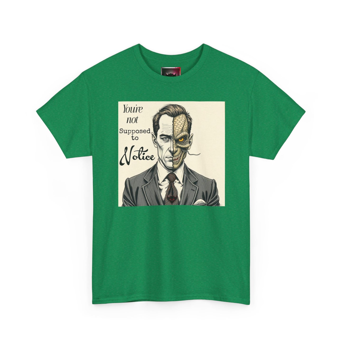 Vintage Noir Reptilian Portrait Tee — “You’re Not Supposed to Notice” Graphic T‑Shirt