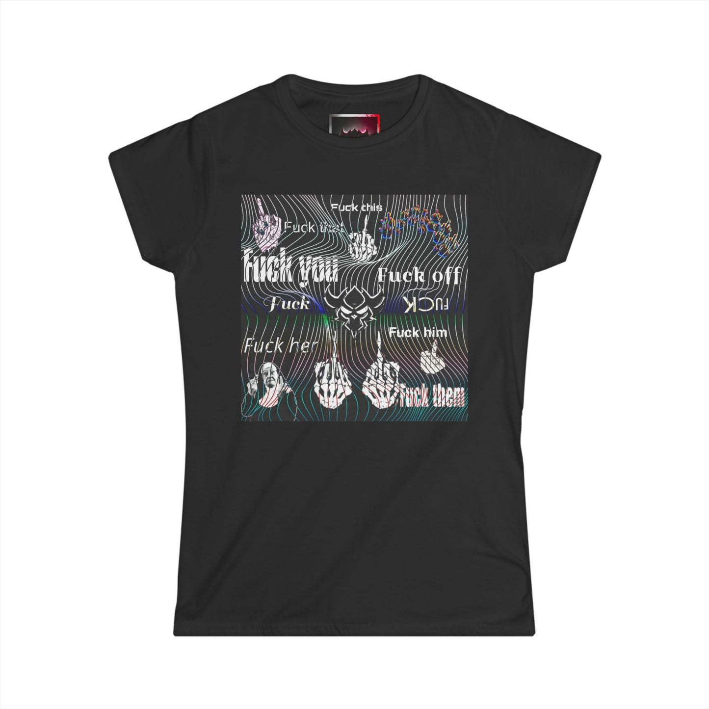Graphic Tee — Edgy "Fuck You" Repeated Text Design