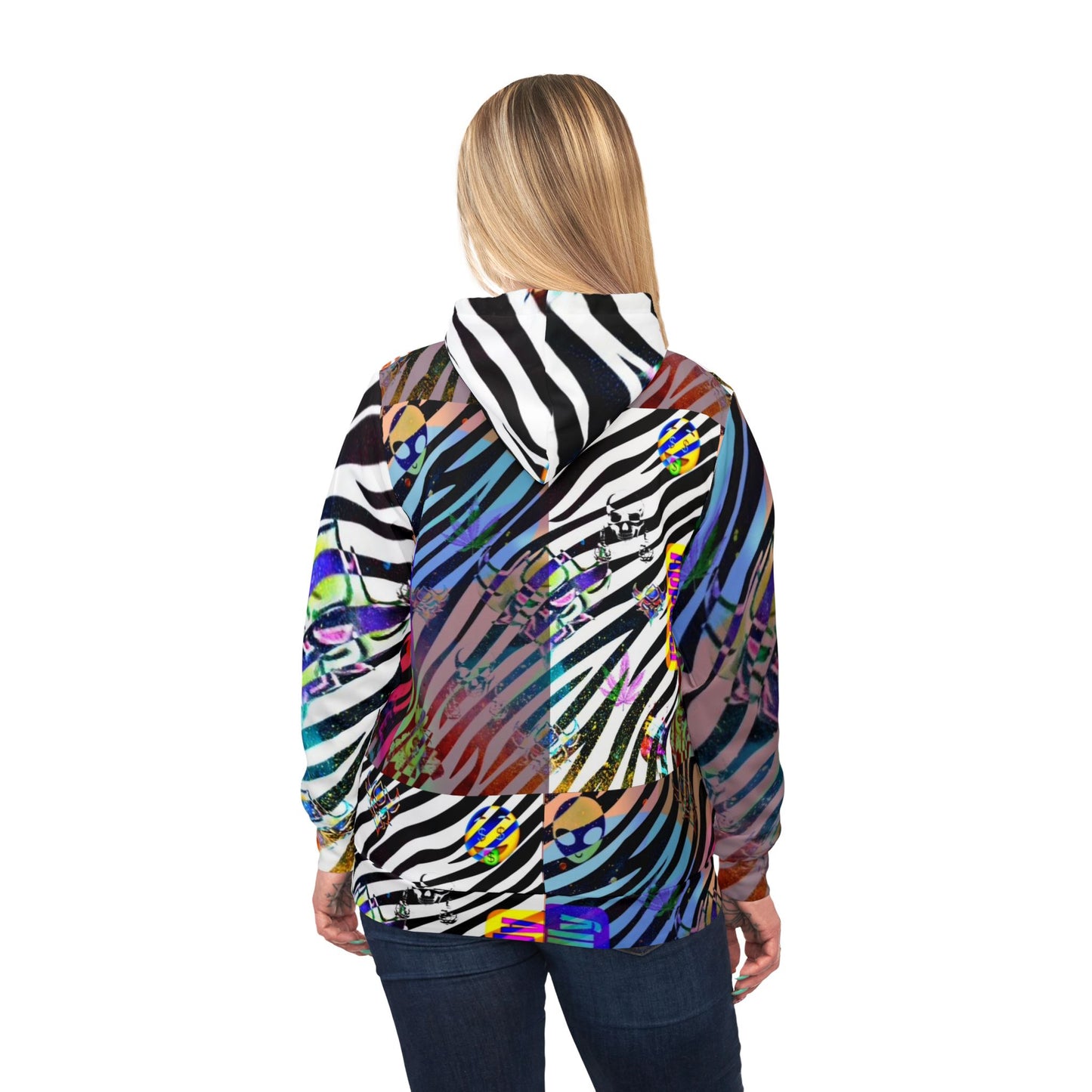 "Ungodly Zebra" Vibrant Zebra Print Athletic Hoodie
