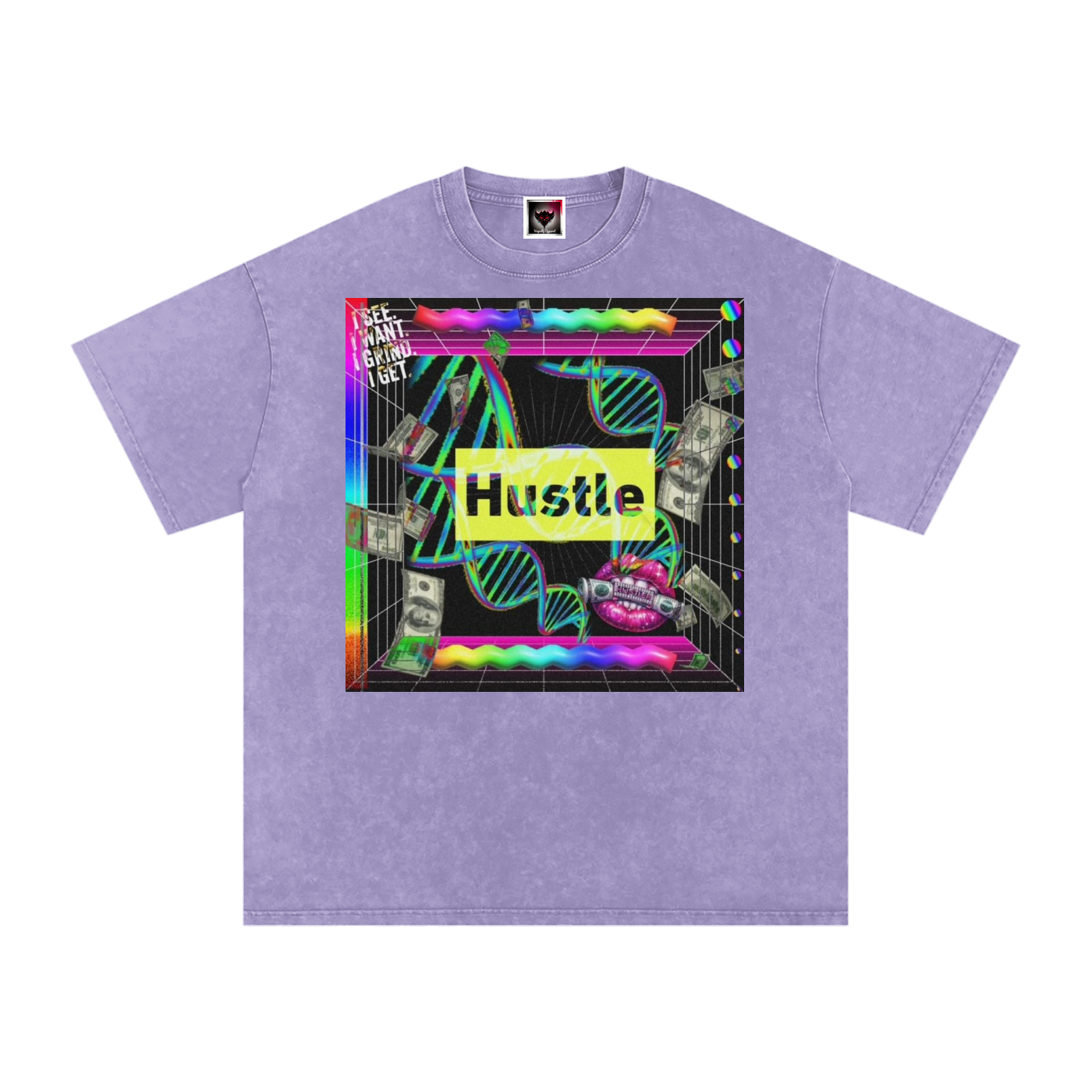 "Hustle in My DNA" Snow Washed Oversized Cotton T-Shirt