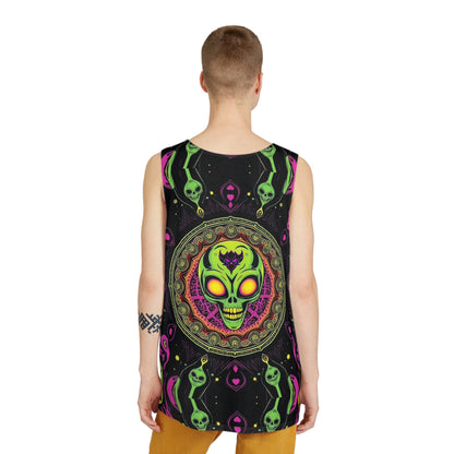 Alien Skull Psychedelic Tank Top — Neon Mandala Graphic Men’s Tank