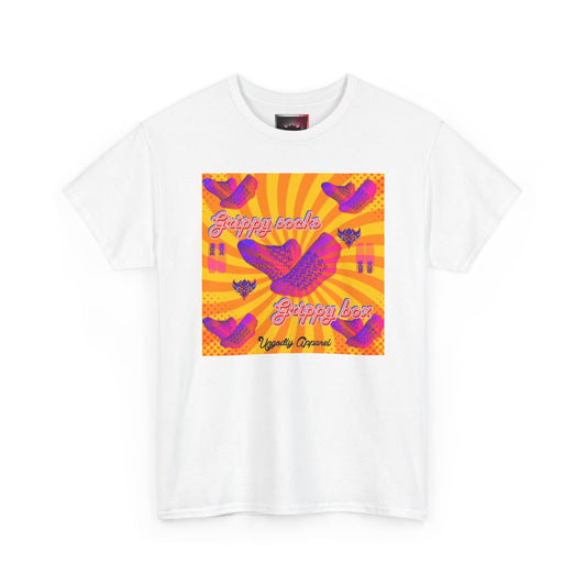 Graphic Tee — "Grippy Socks Grippy Box" Retro Heart Pop Art T-Shirt