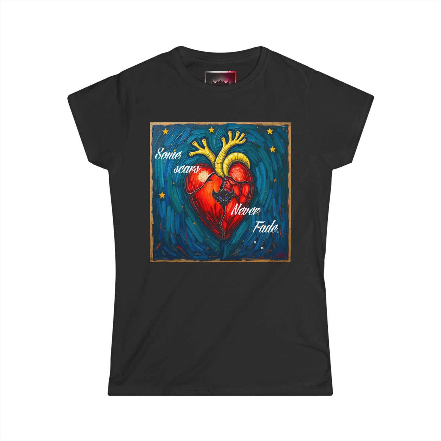 Inspirational Women's Softstyle Tee - "Some Scars Never Fade" Heart Design