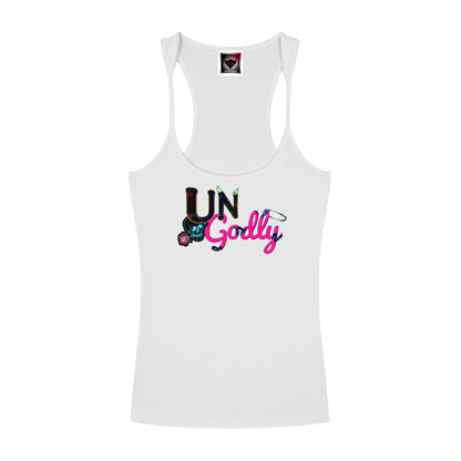 "Black and Pink UG Apparel Skull" Slim Fit Ribbed Racerback Tank Top
