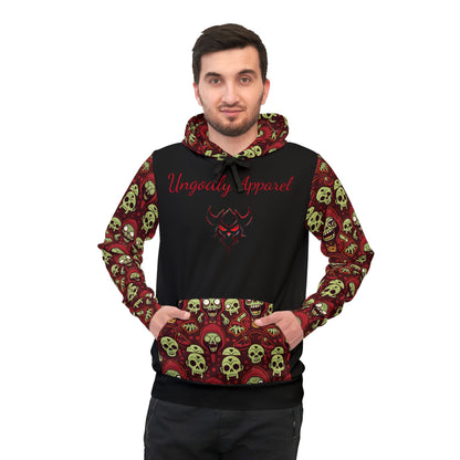Skull Print Zombie Athletic Hoodie, Gothic Streetwear, Edgy Fashion, Unique Gift, Unisex Casual Wear, Festival Outfit