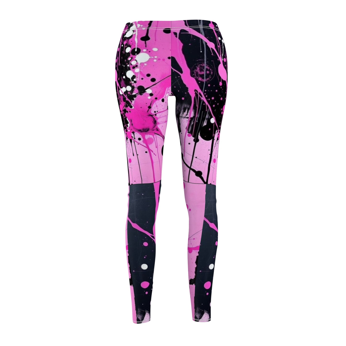 Pink Paint Splash Leggings — Women's Abstract Art Activewear